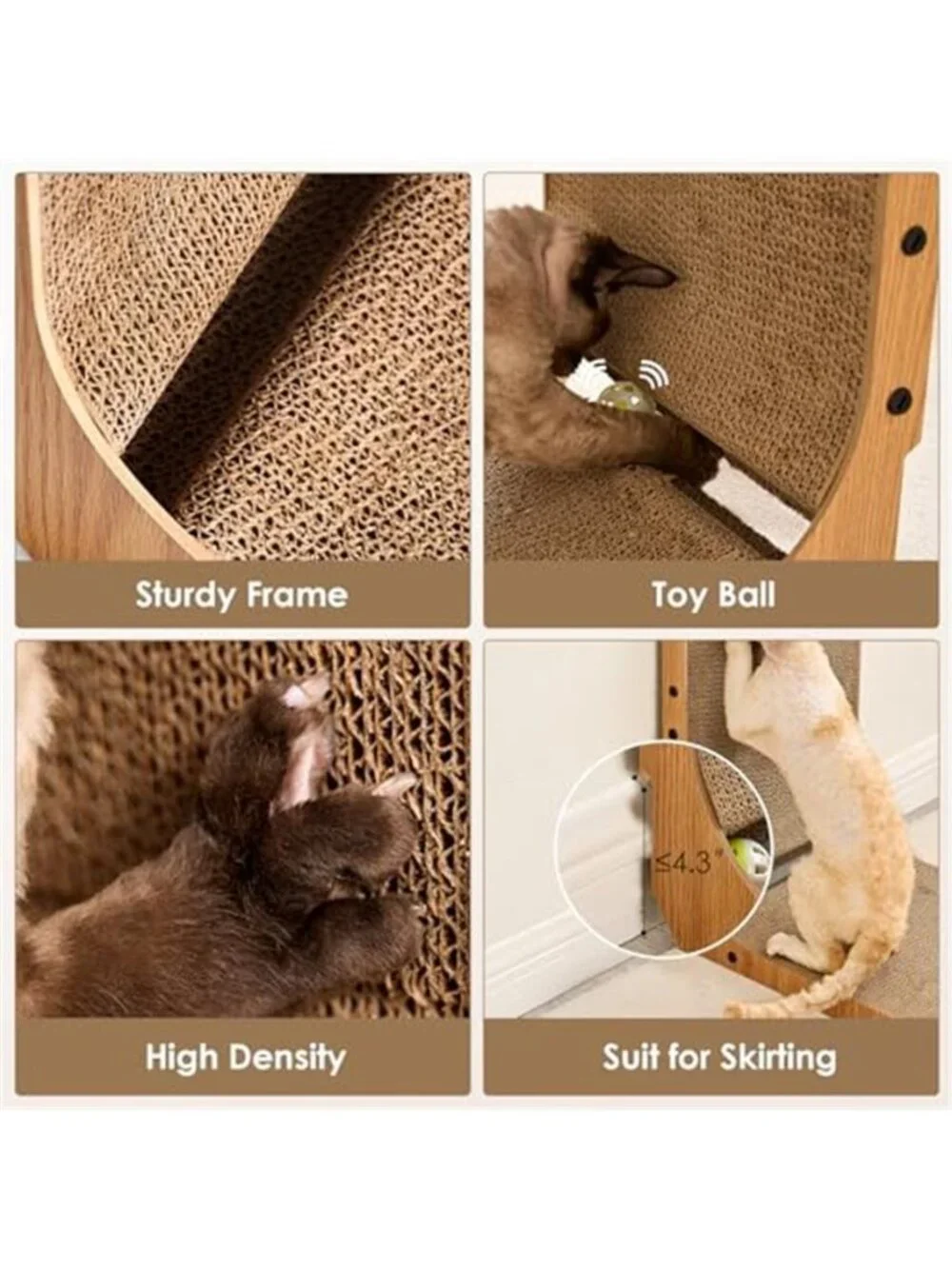 Cardboard Cat Scratcher for Indoor Cats, 26.8 Inch L Shaped Vertical